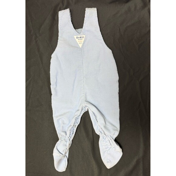 Vintage OshKosh B’gosh Baby Blue Corduroy Footed Overalls 6-9 Months Union Made - Picture 5 of 8